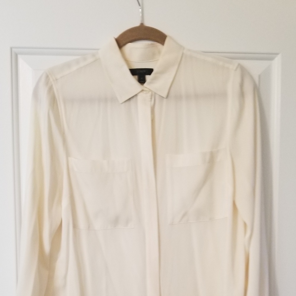 J Crew Cream Silk Button Up Blouse Size 6